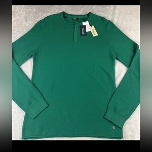 Buffalo David Bitton mens green long sleeve henley shirt size Large